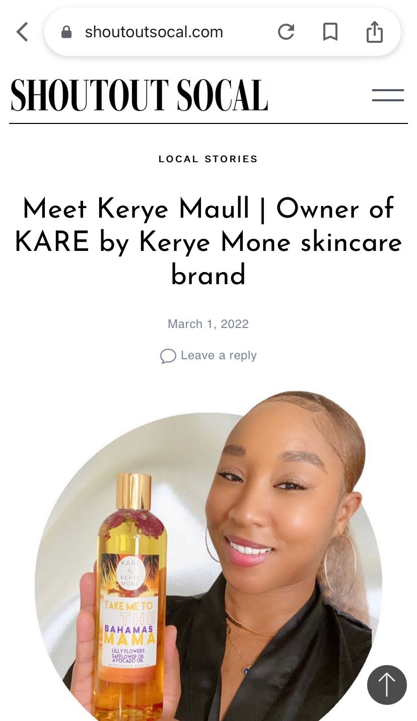 Meet Kerye Maull , Owner of KARE by Kerye Mone skincare brand